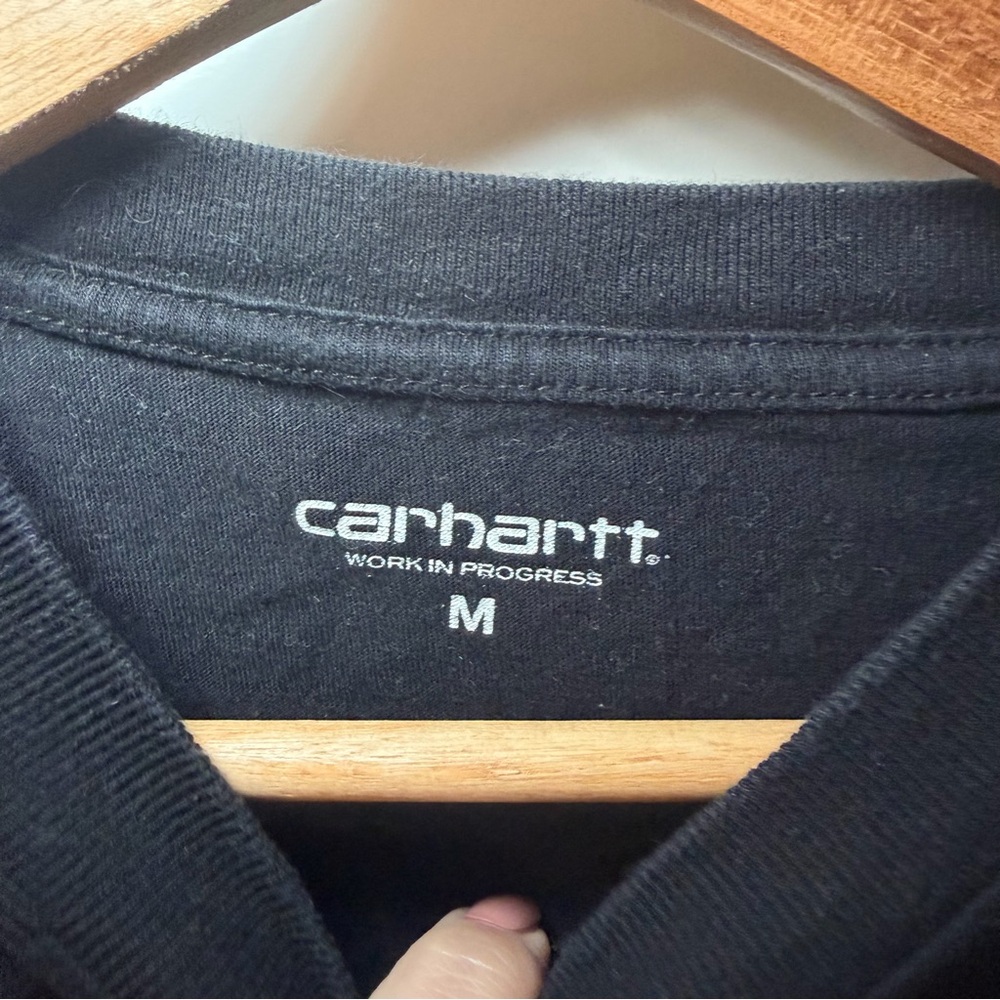 Carhartt WIP LS Foundation Men’s Long-Sleeve Black Logo Tee Medium - Picture 4 of 6